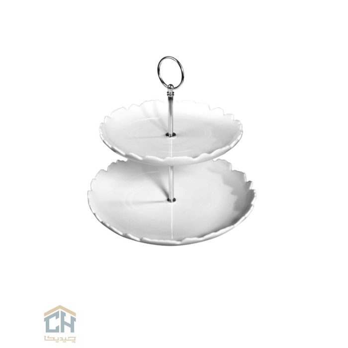شیرینی خوری سرامیکی 2 طبقه گلدکیش طرح الگانت مدل GK0973 (2)