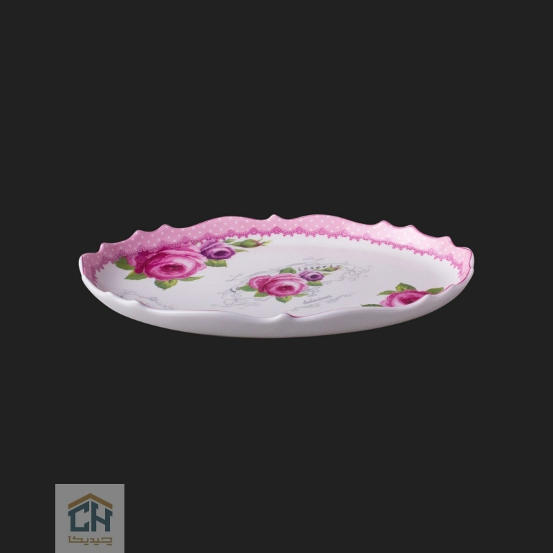 Goldkish ceramic serving dish decal GK617422 (1) دیس سرامیکی بیضی بزرگ گلدکیش طرح Decal مدل GK617422 (1)