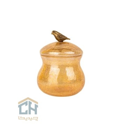 قندان شیشه و برنج گلدکیش طرح Lovely Bird مدل GK806034