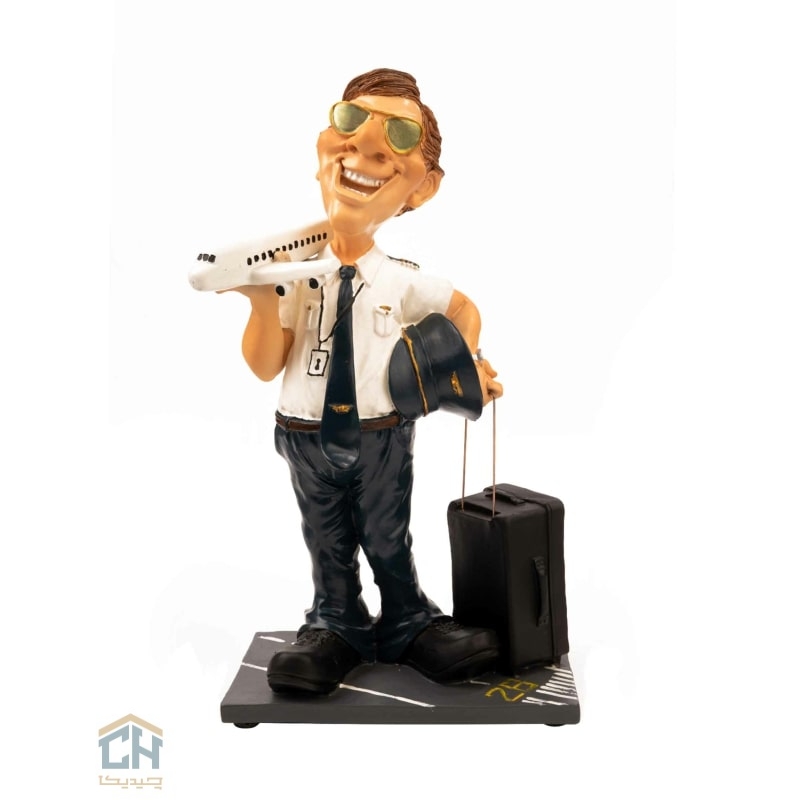 Goldkish pilot with plane statue 4870 (1) مجسمه خلبان هواپیما بدست گلدکیش طرح کمیک مدل 4870 (1)