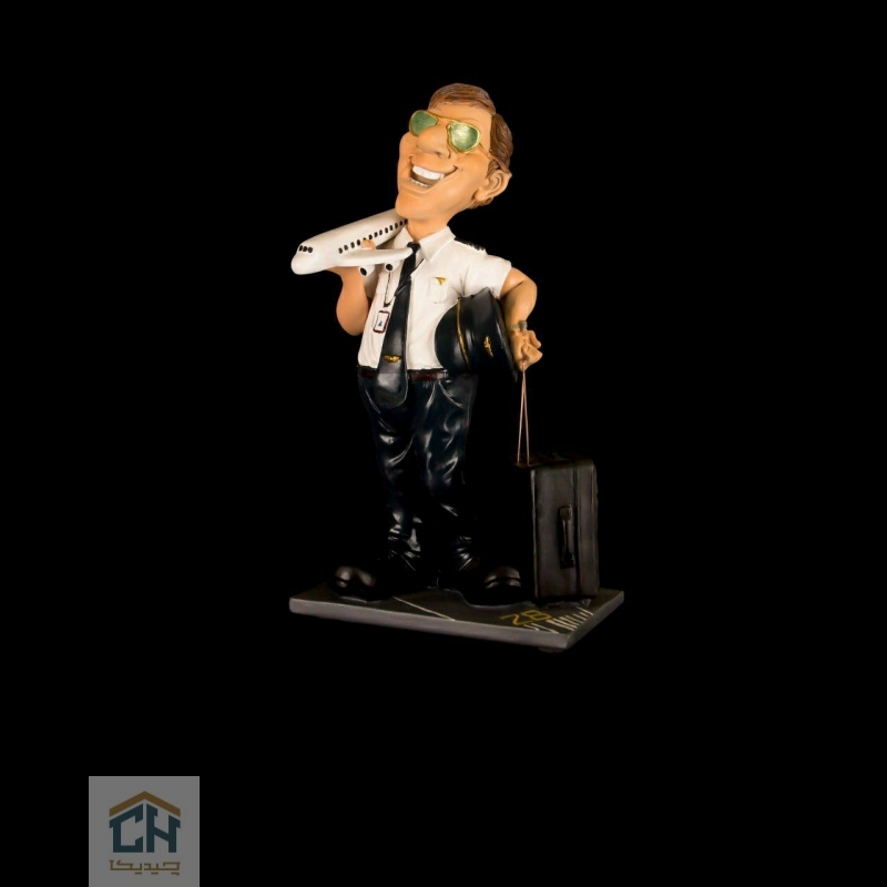 Goldkish pilot with plane statue 4870 (2) مجسمه خلبان هواپیما بدست گلدکیش طرح کمیک مدل 4870 (2)