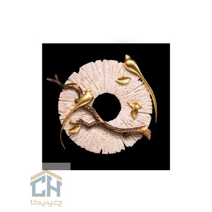 تابلو مربع گلدکیش طرح پرنده طلایی مدل 3230