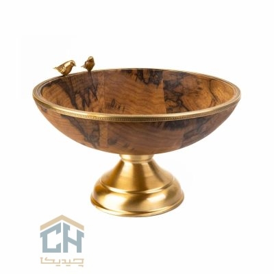 میوه خوری چوب و برنج پایه دار گلدکیش طرح WOOD مدل GK829411