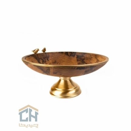 میوه خوری چوب و برنج پایه دار گلدکیش طرح WOOD مدل GK829484