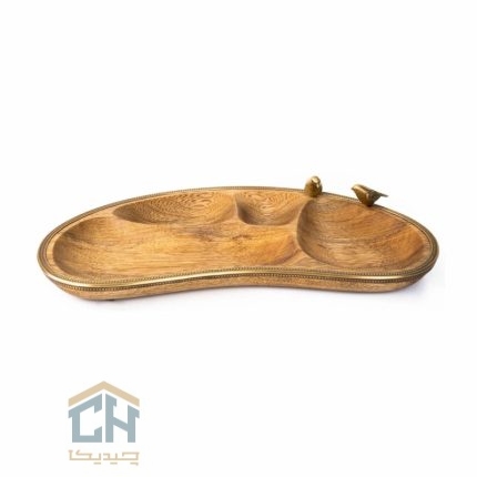 اردو خوری چوب و برنج بیضی 4 تایی گلدکیش طرح WOOD مدل GK829439