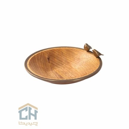 میوه خوری چوب و برنج گرد گلدکیش طرح WOOD مدل GK829485