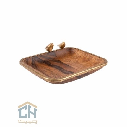 پیش دستی چوب و برنج مربع گلدکیش طرح WOOD مدل GK829511
