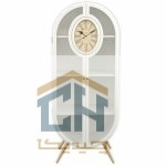 ویترین و کتابخانه چوبی ساعت دار لوتوس مدل HGDC-82-WOODHILL-WHITE (1)