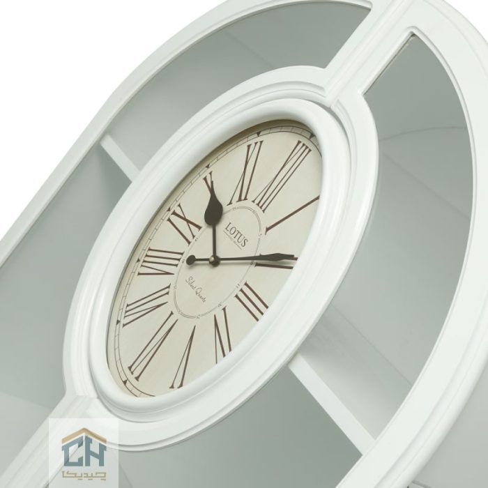 ویترین و کتابخانه چوبی ساعت دار لوتوس مدل HGDC-82-WOODHILL-WHITE (3)