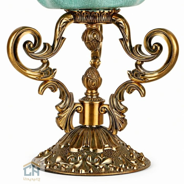 پایه برنزی تزئینی میوه خوری مدل 13-3638 با نقوش برجسته