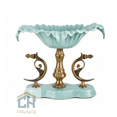 آجیل خوری چینی پایه برنز مدل 17-3625 در نمای رو به رو