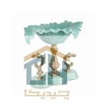 نمای سه رخ شکلات خوری مدل 14-3625 با کاسه فیروزه ای و پایه برنزی
