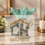 آجیل خوری فیروزه ای مدل 11-3638 با پایه برنزی روی میز