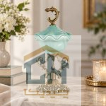 شکلات خوری فیروزه ای پایه برنز مدل 18-3632 روی میز