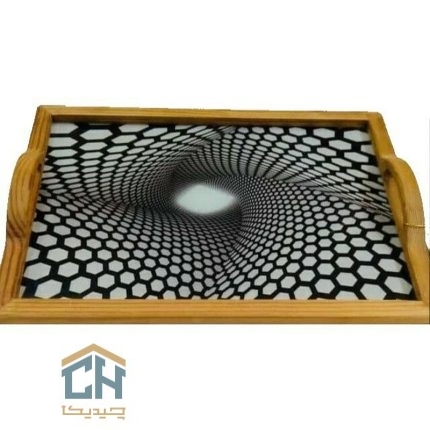 سینی شیشه رنگی دور چوب بزرگ