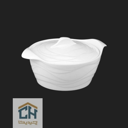 goldkish ceramic pot with a lid wave design model G101026