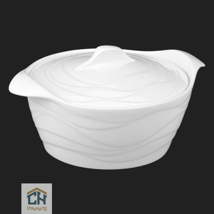 goldkish ceramic pot with a lid wave design model G101031