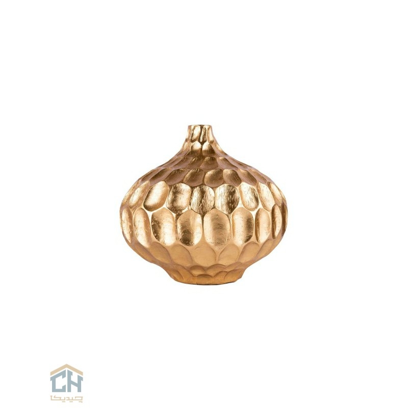 گلدان فایبرگلاس کوتاه طلایی گلدکیش طرح الماسی مدل 1233