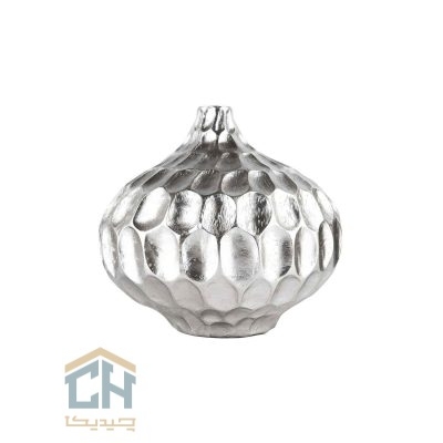 گلدان فایبرگلاس کوتاه نقره ای گلدکیش طرح الماسی مدل 2-1233