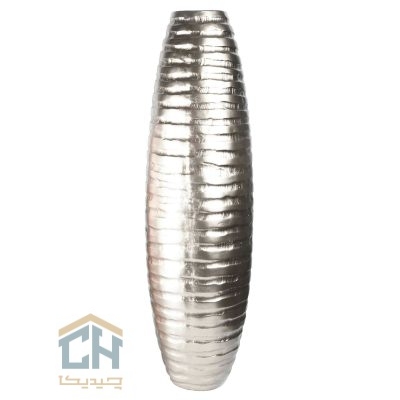 گلدان فایبرگلاس بلند نقره ای گلدکیش طرح خمره ای مدل 2-1230