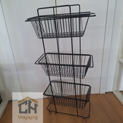 سبد سیب زمینی و پیاز مستطیل فلزی 3 طبقه مدل 3172