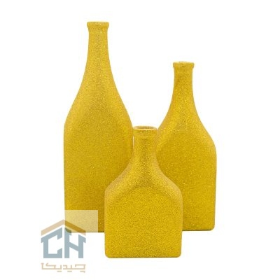 گلدان سالونگ 3 تایی مدل ونیز طرح شاین طلایی کد 131