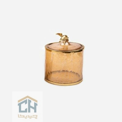 پاسماوری تکی کوچک شیشه و برنج گلدکیش طرح Flower مدل GK806072-1