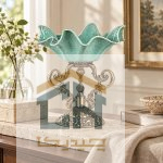 میوه خوری فیروزه ای مدل 13-3638 با پایه برنزی روی کنسول