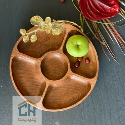 اردو خوری چوبی 5 خانه با تزیین گل ارکیده برنجی