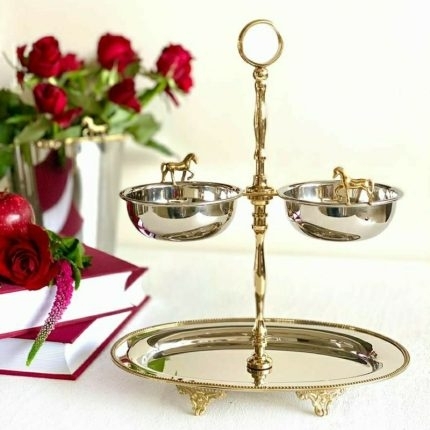 اردو دو طبقه بیضی استیل برنج کد 7228