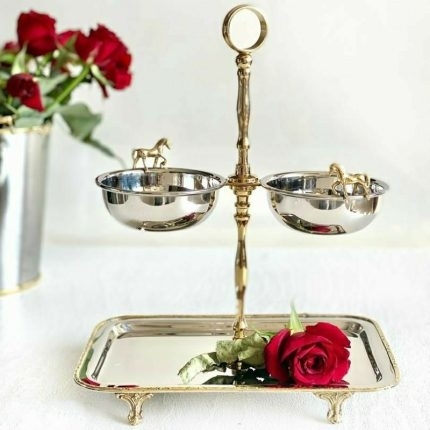 اردو دو طبقه مستطیل استیل برنج کد 7190