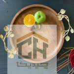 سینی چوبی گرد با دسته برنجی طرح ارکیده (1)