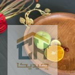 سینی چوبی گرد با دسته برنجی طرح ارکیده (2)