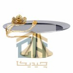 شیرینی خوری پایه دار طرح شقایق مشکی طلایی برای کیک (1)