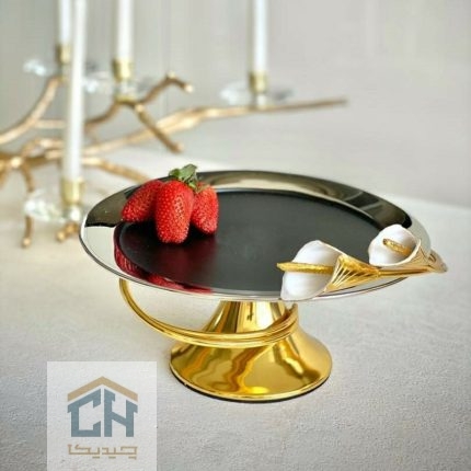 شیرینی خوری پایه دار استیل و برنج