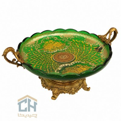 میوه خوری دکوری پایه برنز سبز گلدکیش مدل GK5035 (1)