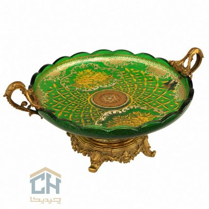 میوه خوری دکوری پایه برنز سبز گلدکیش مدل GK5035 (1)