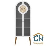 ویترین و کتابخانه چوبی ساعت دار لوتوس مدل HGDC-83-WOODLYN-WHITE (1)