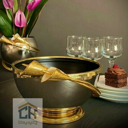 آجیل خوری استیل و برنج طرح گل شیپوری مدل 228036