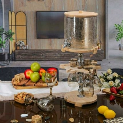 کلمن بار شیشه ای 4/5 لیتر شات دار مدل شامپاینی کد 3245