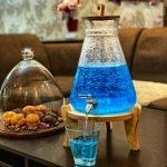 کلمن شیشه ای پایه چوبی طرح کوزه ای الماس مدل 3233 (1)