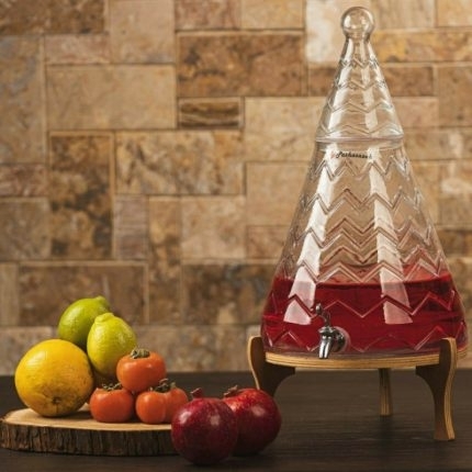 کلمن شیشه ای 7 لیتر مدل کریسمس زیر چوب کد 3241