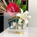 گلدان استیل رومیزی طرح شقایق نقره ای طلایی (1)