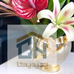 گلدان استیل رومیزی طرح شقایق نقره ای طلایی (2)