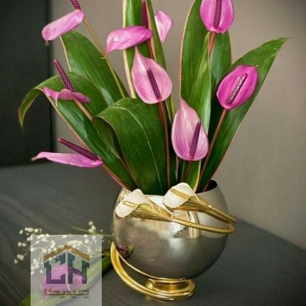 گلدان استیل و برنج طرح شیپوری