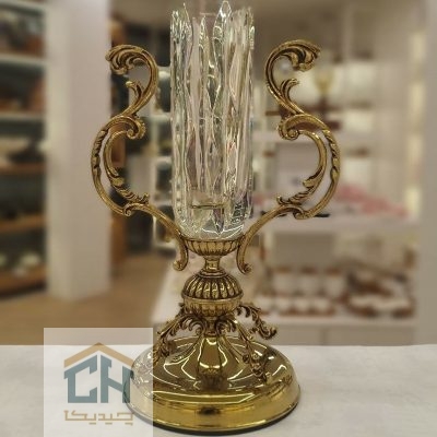 گلدان کریستال و برنج مدل RS-016-G