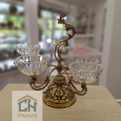 اردو خوری کریستال و برنج 5 تایی مدل RS-013-G