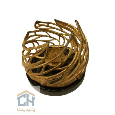 شمعدان برنجی طرح سانیا بلند طلایی مدل 3030013