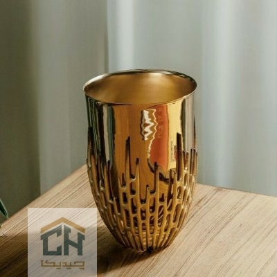 گلدان برنجی طرح آترین طلایی مدل 3210032