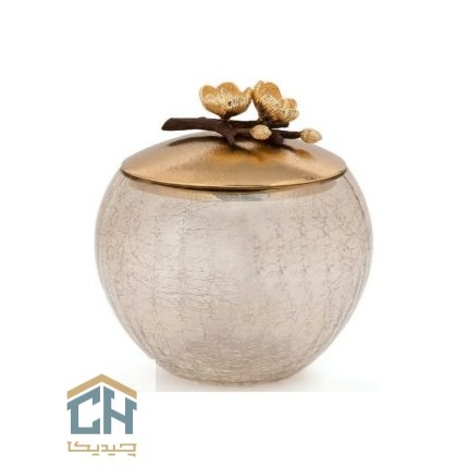 شکلات خوری درب دار شیشه و برنج طرح مارینا مدل 3230134